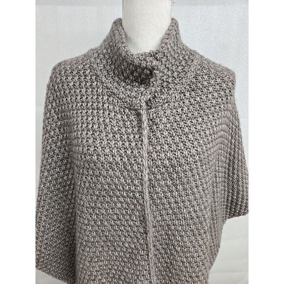 ELSAMANDA Chunky Knit Cape Cardigan Wool Alpaca Brown Women’s M Made In Italy - Picture 4 of 10
